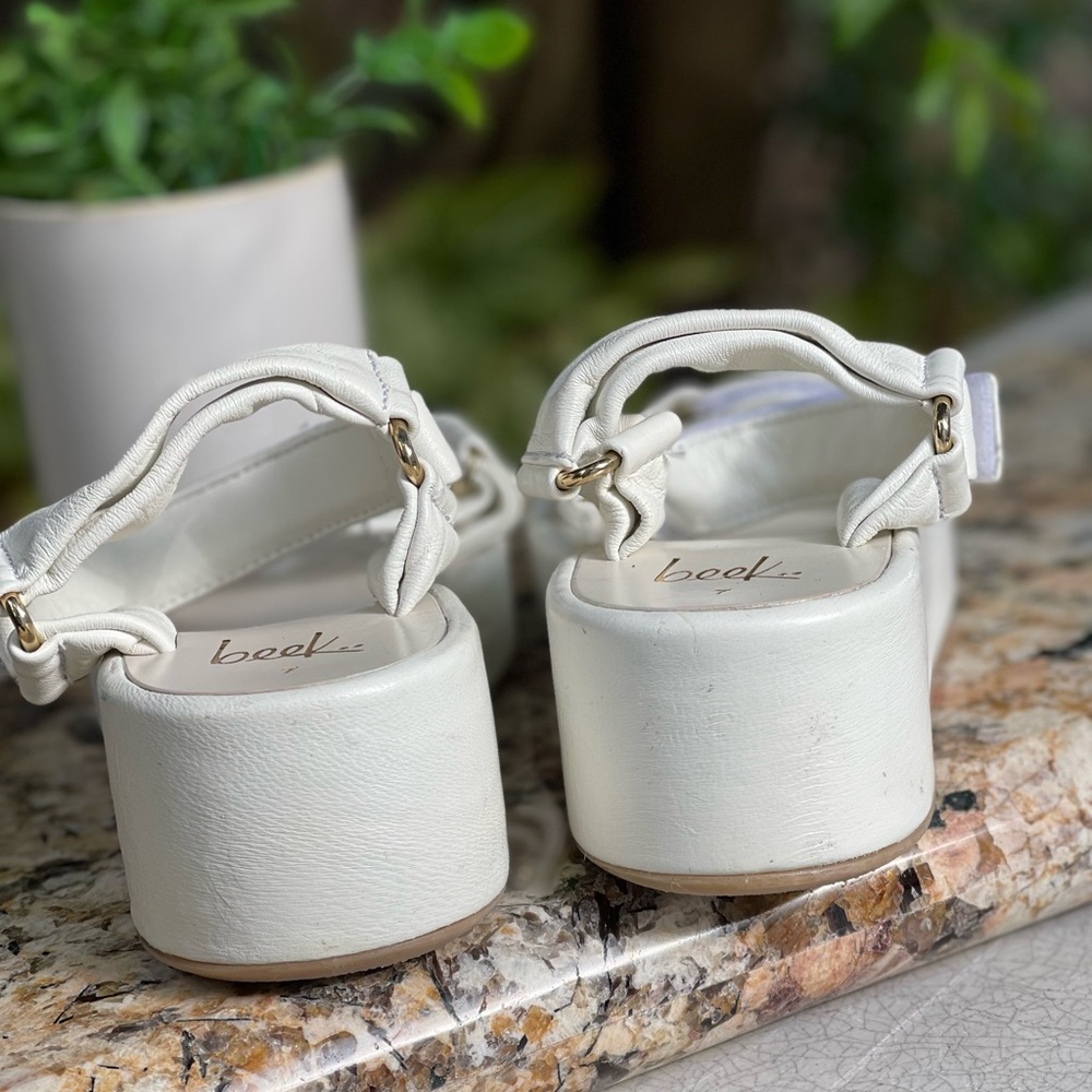 🌷- Beek white Leather wedge sandal Size 7 - Picture 6 of 16